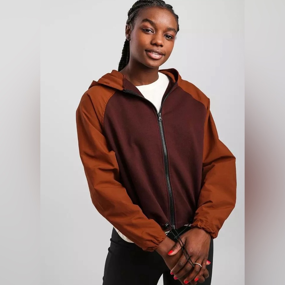 BKE Core Buckle Color Block Hooded Jacket Brown/Burnt Orange Women’s Size Medium